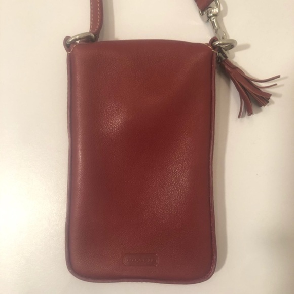 Coach red leather vintage accessories wristlet bag